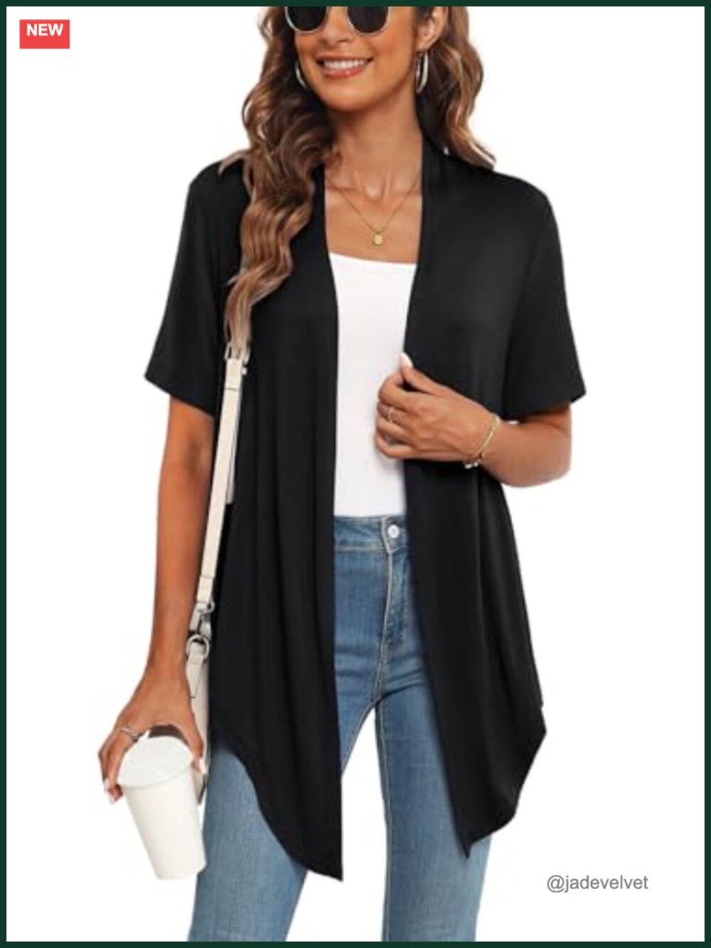 Women's Short Sleeve Open Front Tie Cardigan Lightweight Rayon Spandex
